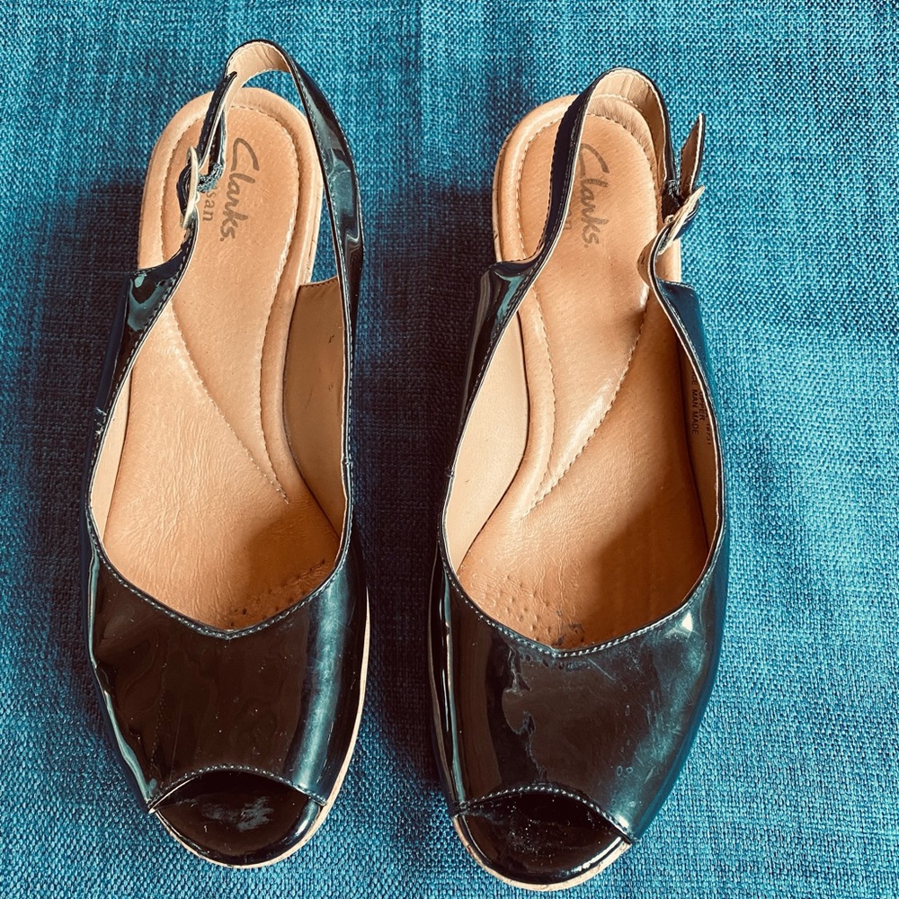 Clarks Black Patent Slingback